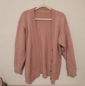 Wool cardigan oversized blush pink